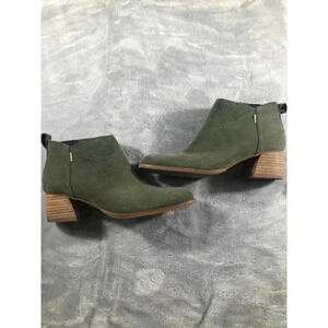 TOMS Womens Leilani Dress Boots Ankle Mid Heel 2-3" - green